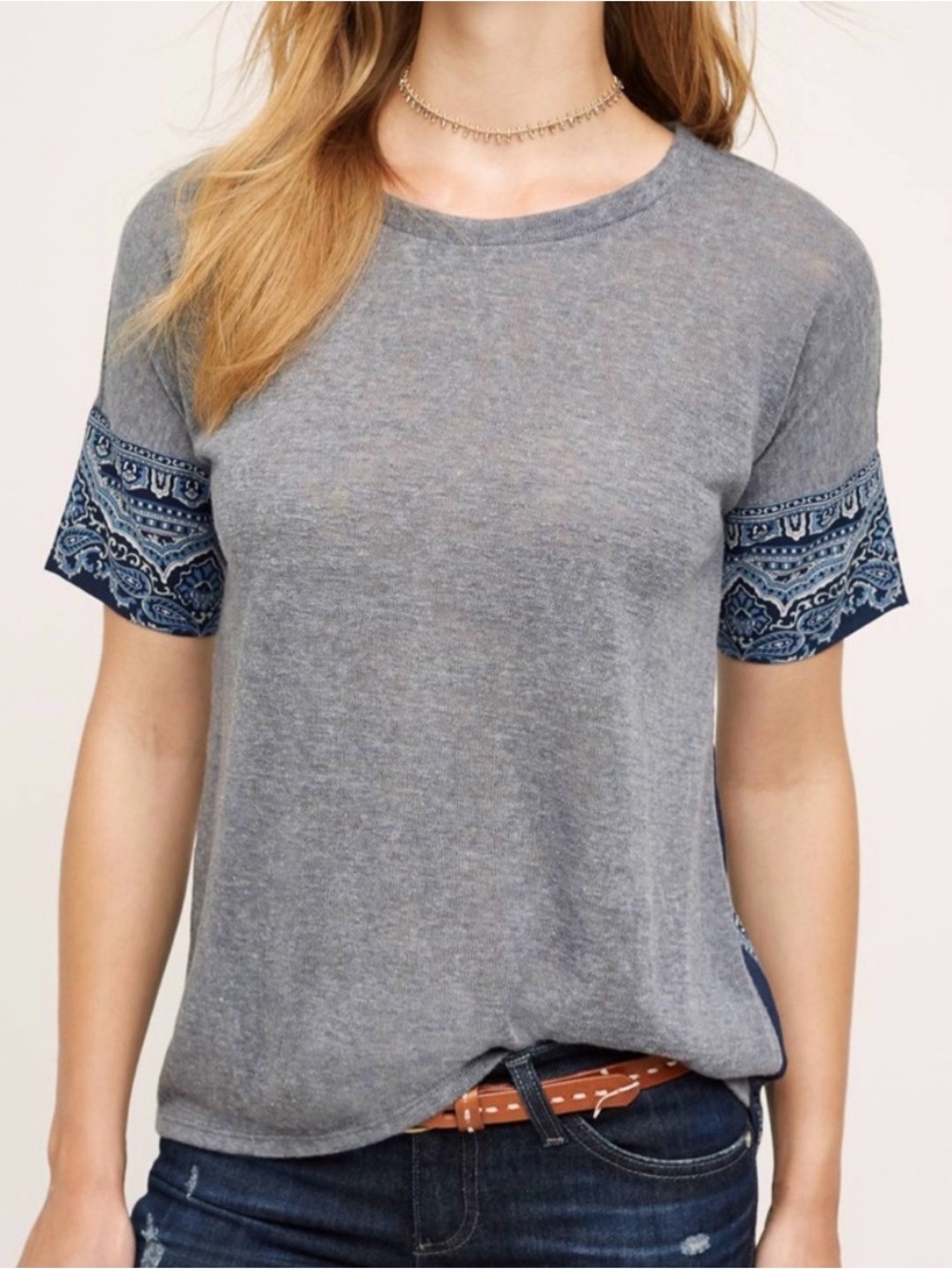 Blue Paisley-Back Short Sleeve Tee - Picture 2 of 6